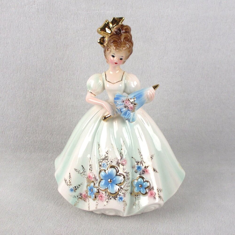 Josef Originals Lady in Blue with Parasol Figurine Vintage 1960s